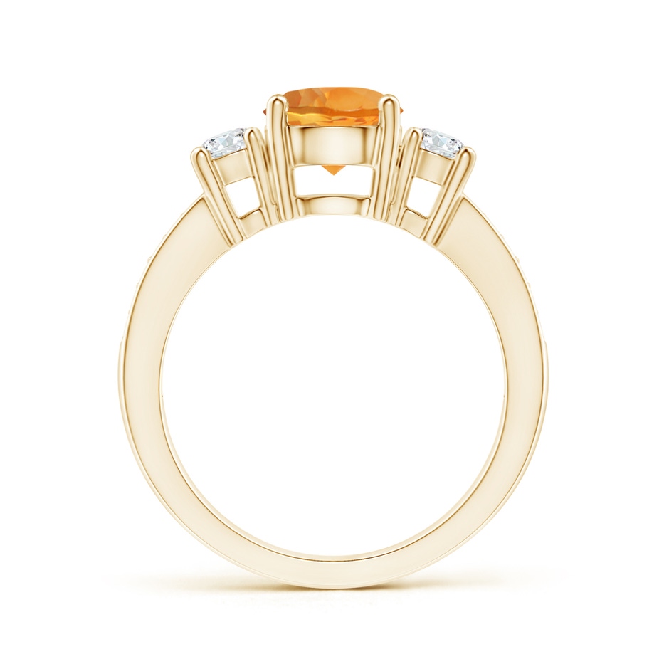 7mm AAA Classic Three Stone Citrine and Diamond Ring in Yellow Gold side-1