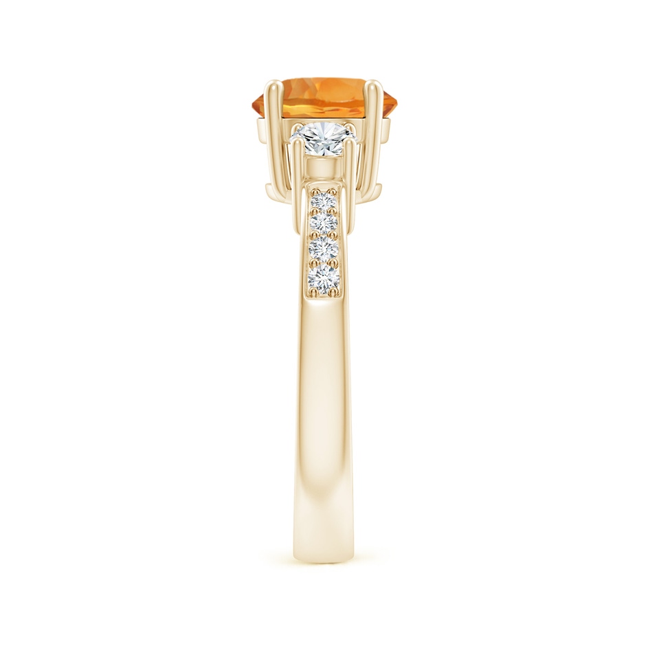 7mm AAA Classic Three Stone Citrine and Diamond Ring in Yellow Gold side-2
