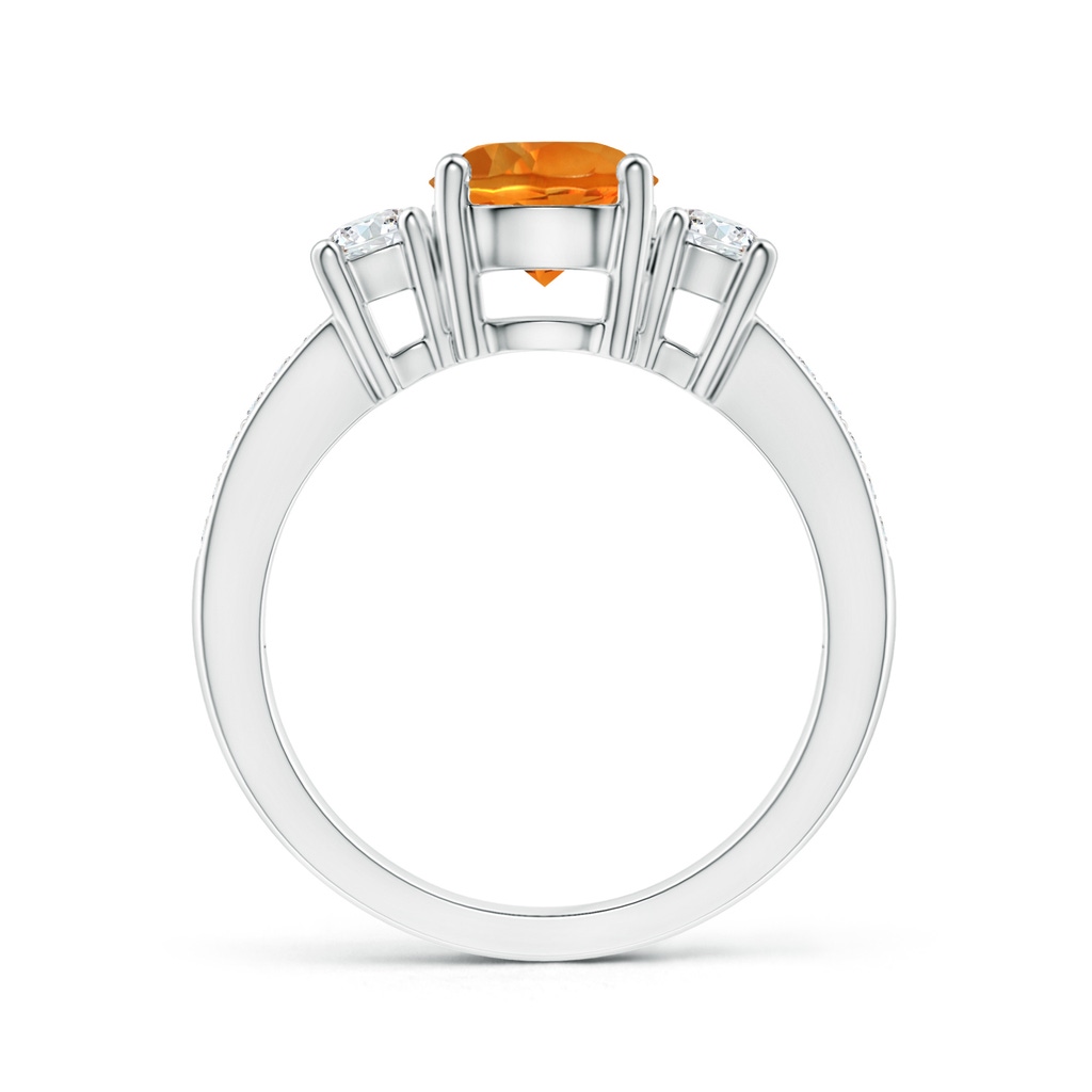 7mm AAAA Classic Three Stone Citrine and Diamond Ring in 9K White Gold Product Image