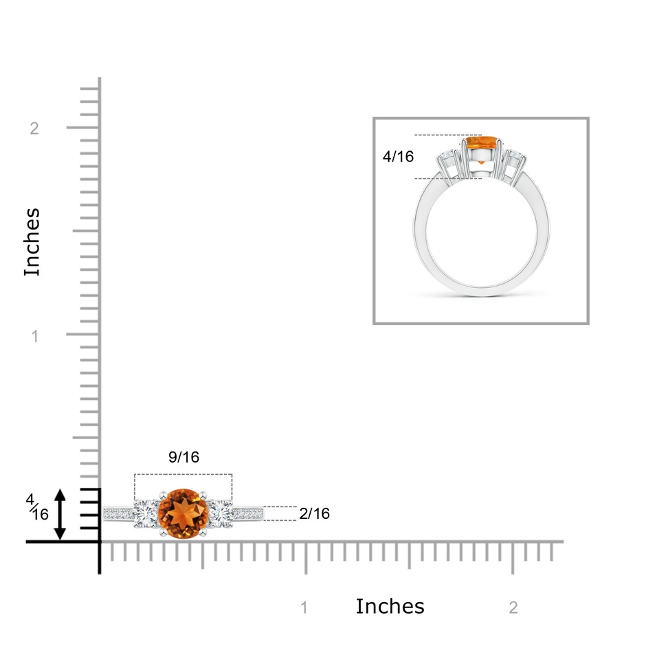 7mm AAAA Classic Three Stone Citrine and Diamond Ring in 9K White Gold product image