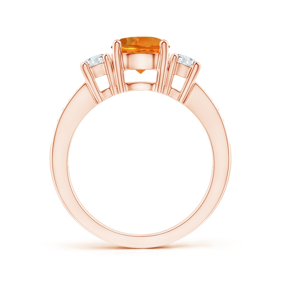 7mm AAAA Classic Three Stone Citrine and Diamond Ring in Rose Gold side-1