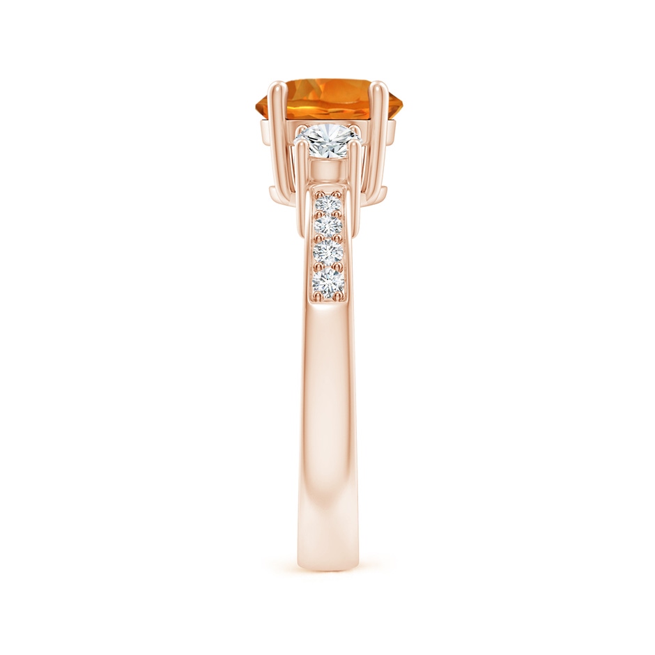 7mm AAAA Classic Three Stone Citrine and Diamond Ring in Rose Gold side-2