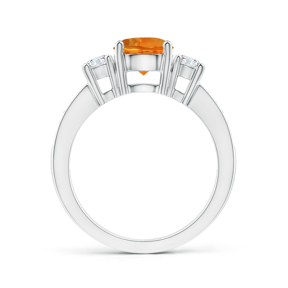 7mm AAAA Classic Three Stone Citrine and Diamond Ring in White Gold side-1