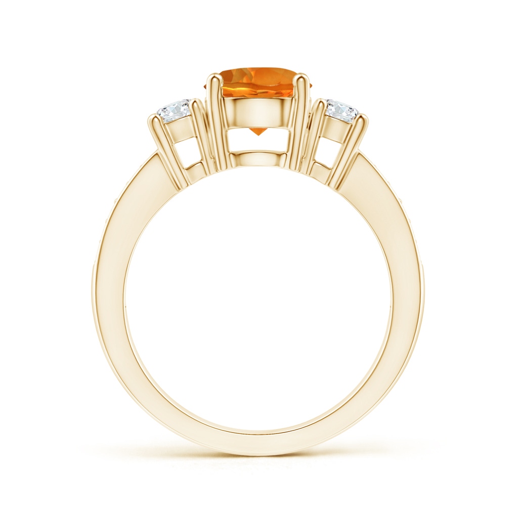 7mm AAAA Classic Three Stone Citrine and Diamond Ring in Yellow Gold Side-1