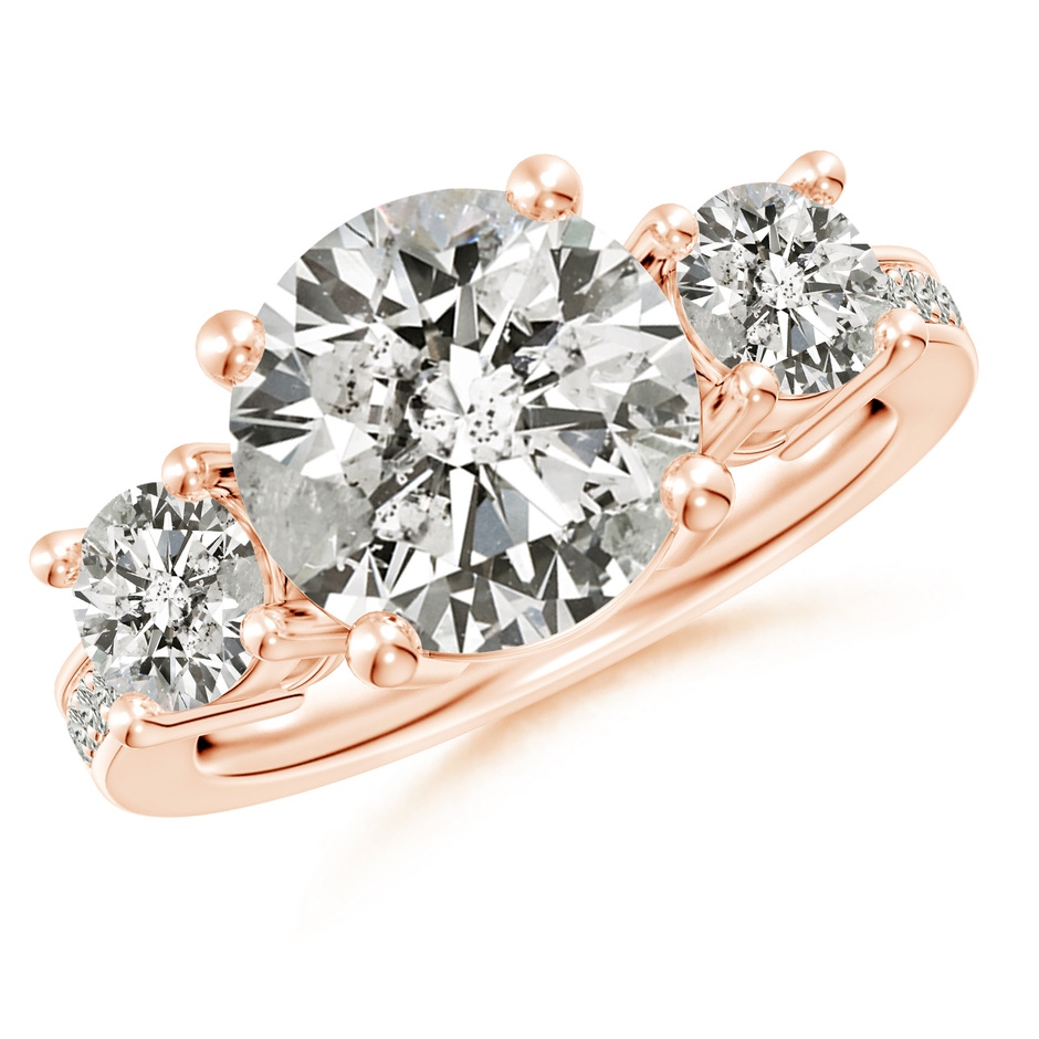 10.1mm KI3 Classic Three Stone Diamond Ring in Rose Gold 