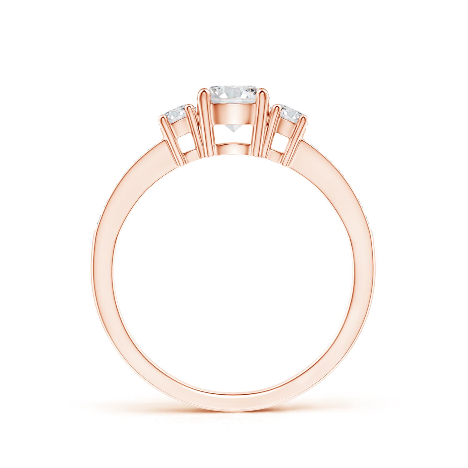 5mm HSI2 Classic Three Stone Diamond Ring in Rose Gold
