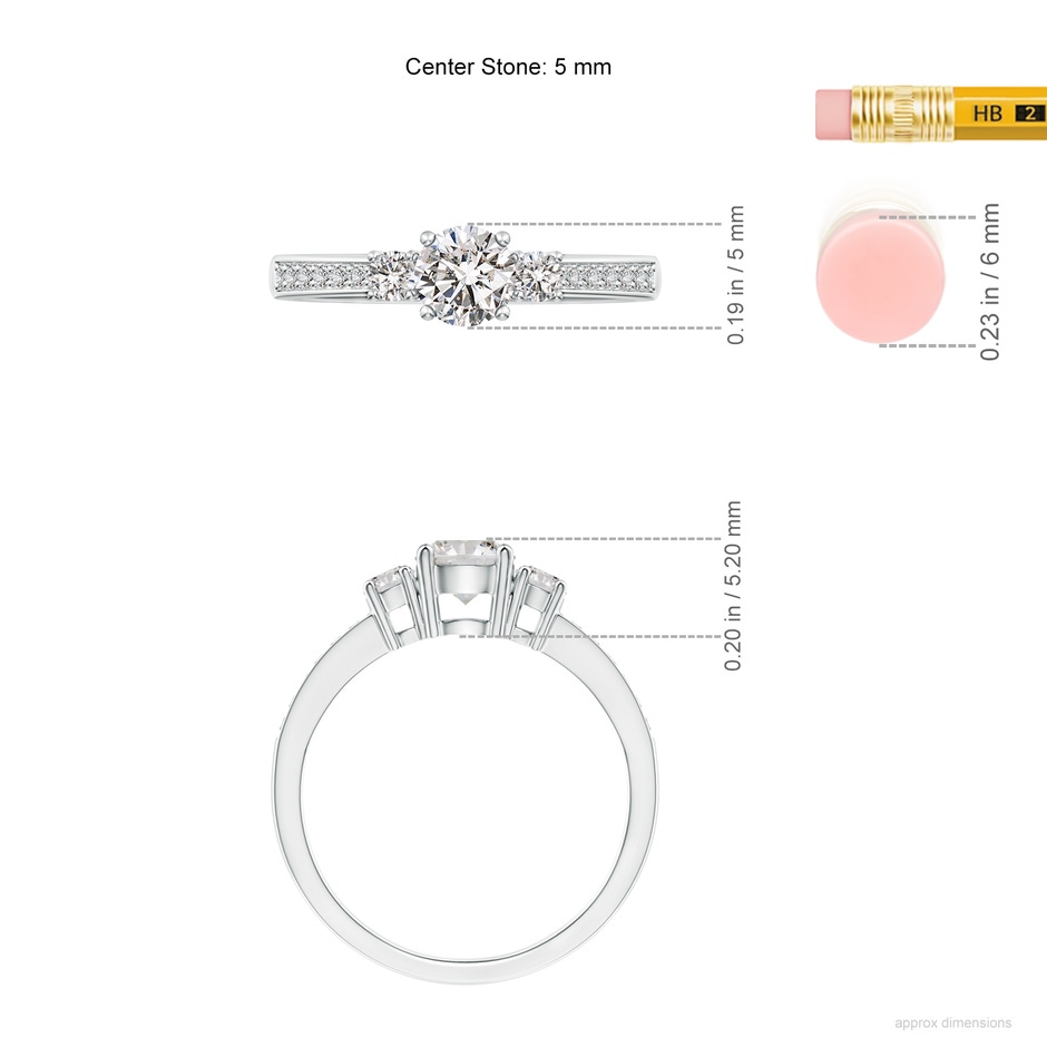 5mm IJI1I2 Classic Three Stone Diamond Ring in P950 Platinum ruler