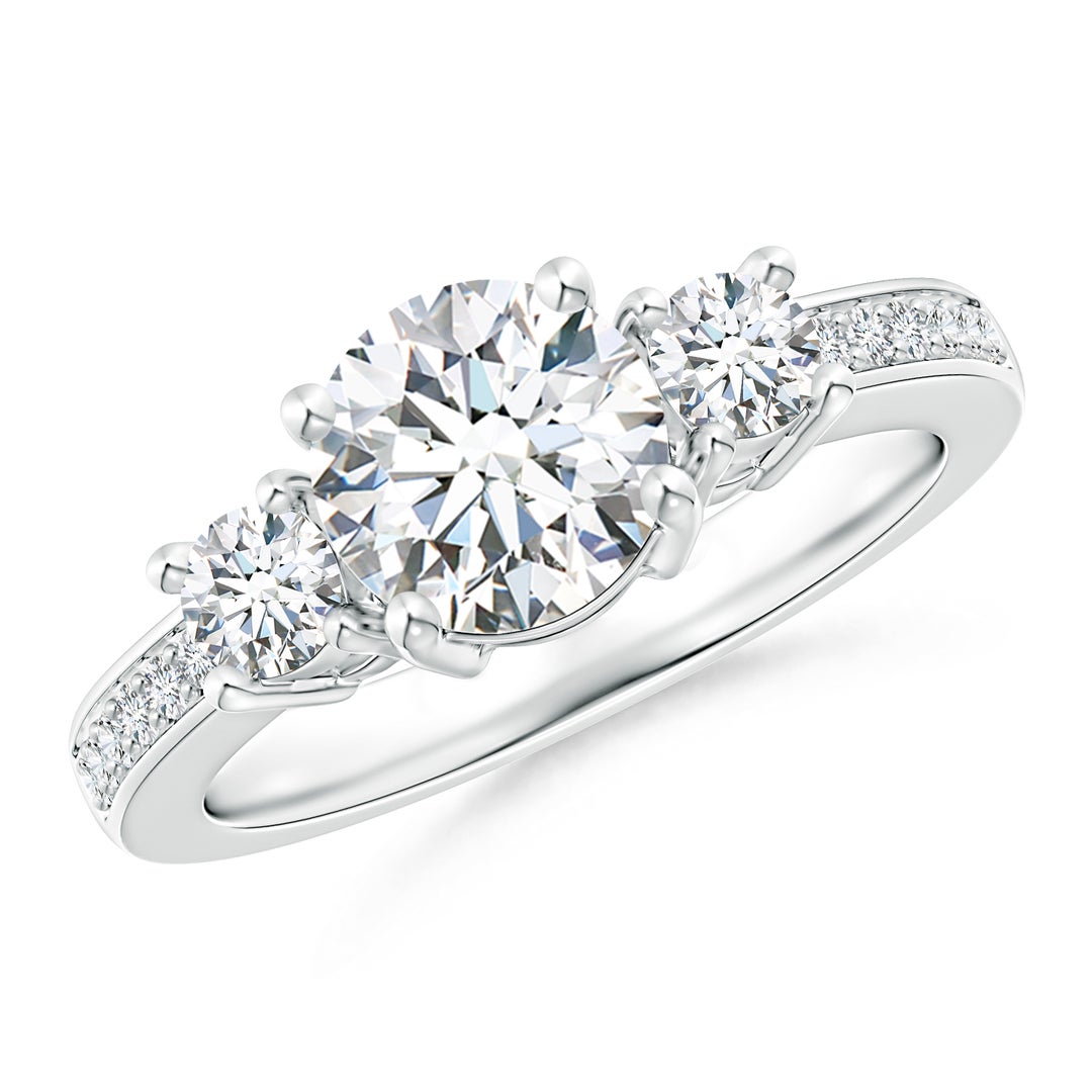 Classic Three Stone Round Diamond Engagement Ring