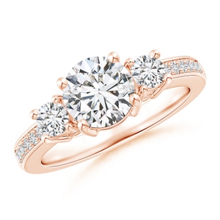 7mm HSI2 Classic Three Stone Diamond Ring in Rose Gold