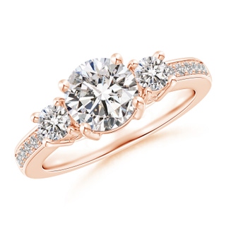 7mm IJI1I2 Classic Three Stone Diamond Ring in Rose Gold