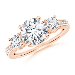 8mm GVS2 Classic Three Stone Diamond Ring in Rose Gold