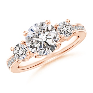 8mm IJI1I2 Classic Three Stone Diamond Ring in Rose Gold