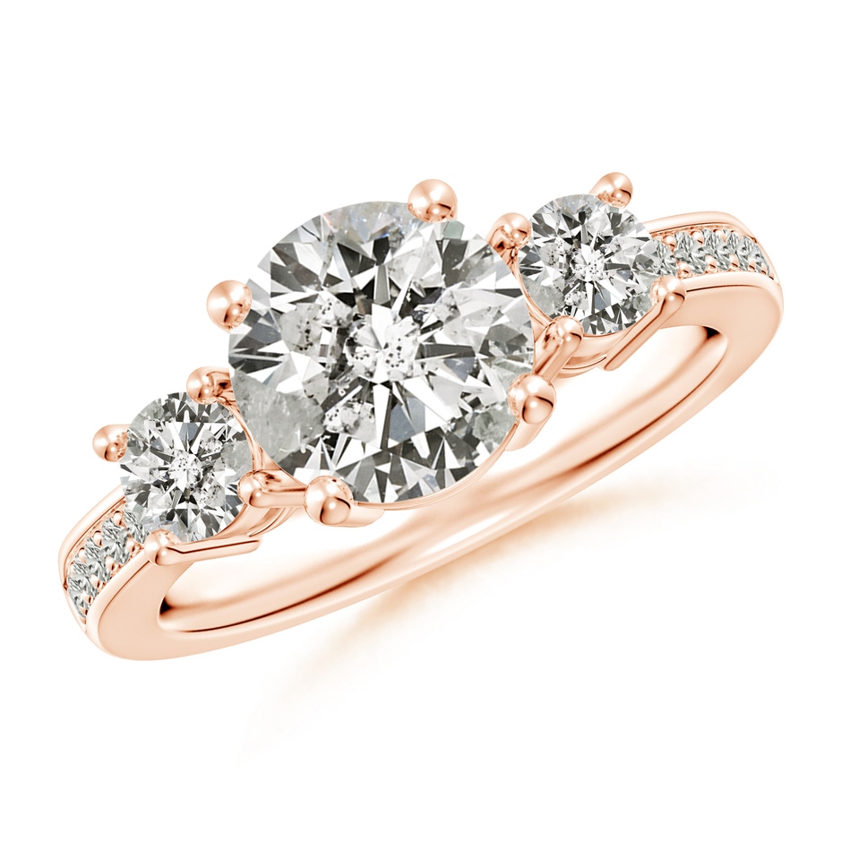 8mm KI3 Classic Three Stone Diamond Ring in Rose Gold 