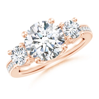 9.2mm GVS2 Classic Three Stone Diamond Ring in Rose Gold