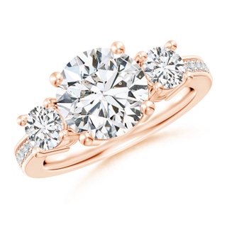 9.2mm HSI2 Classic Three Stone Diamond Ring in 10K Rose Gold