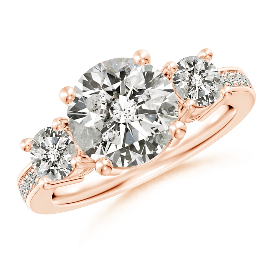 9.2mm KI3 Classic Three Stone Diamond Ring in Rose Gold 
