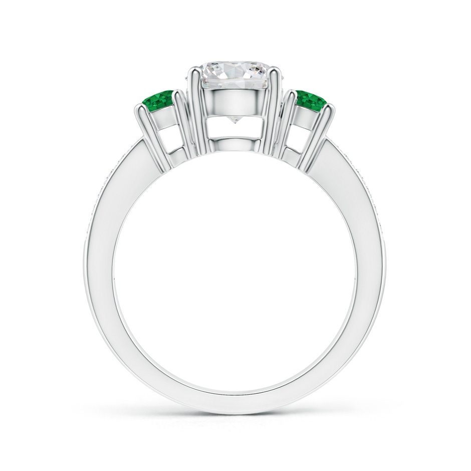 7mm HSI2 Classic Three Stone Diamond and Emerald Ring in White Gold product image