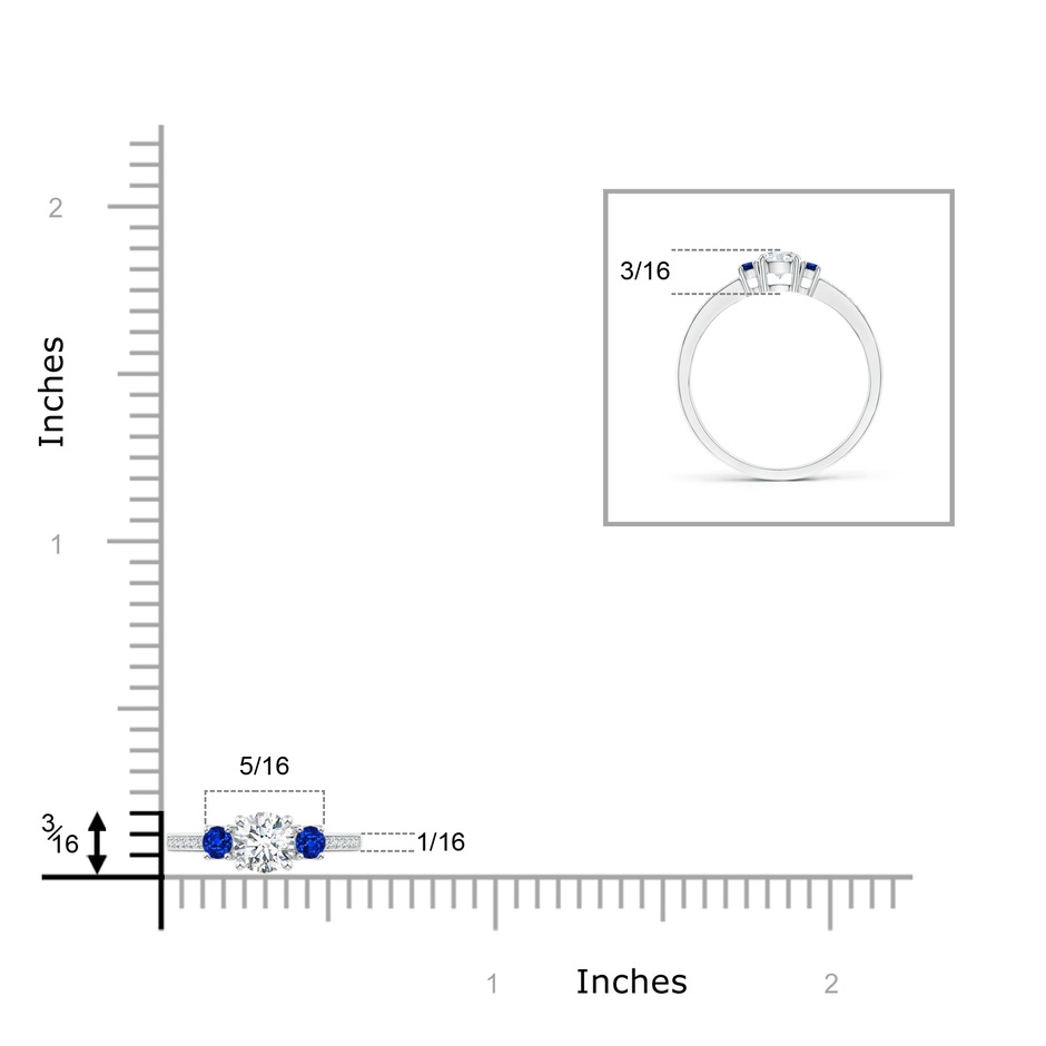 4mm GVS2 Classic Three Stone Diamond and Blue Sapphire Ring in P950 Platinum product image