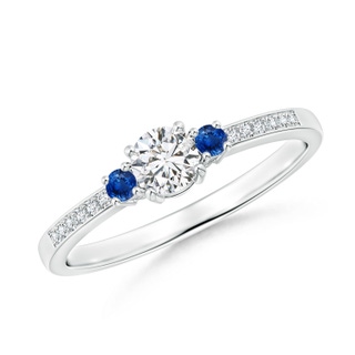 4mm HSI2 Classic Three Stone Diamond and Blue Sapphire Ring in P950 Platinum