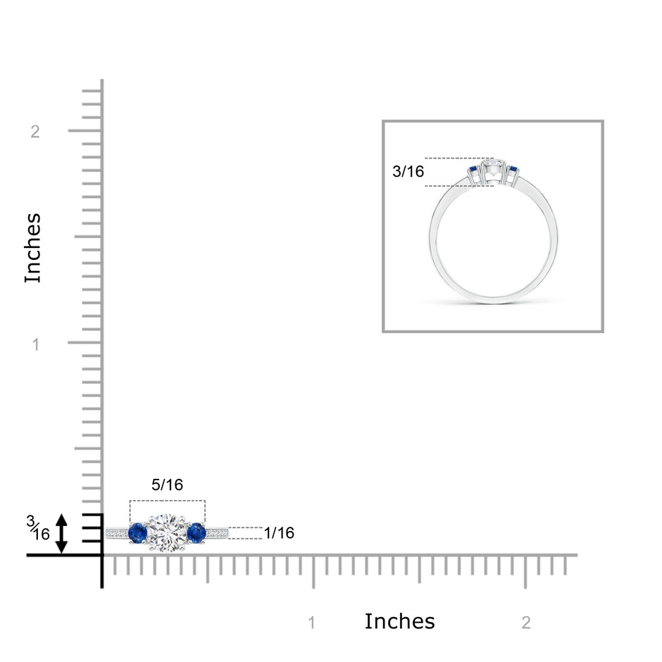 4mm HSI2 Classic Three Stone Diamond and Blue Sapphire Ring in White Gold product image