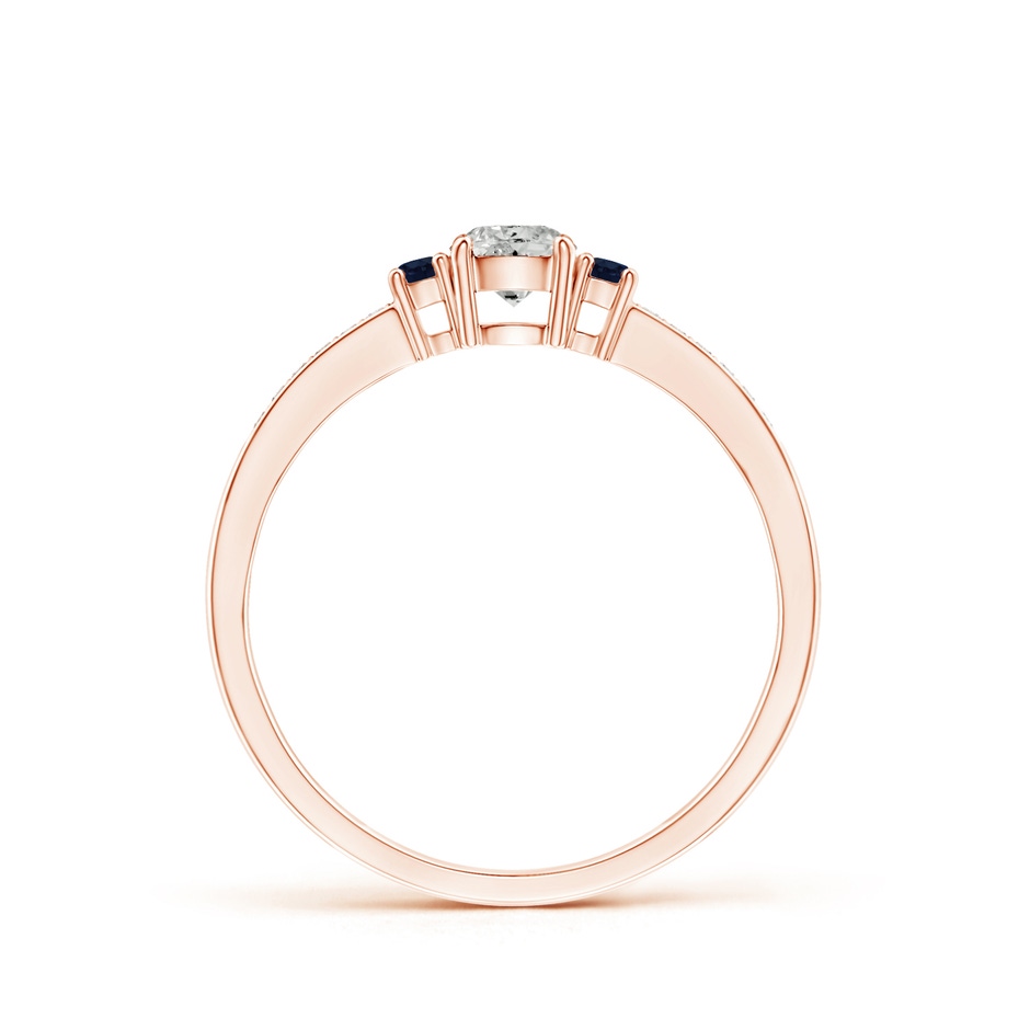 4mm KI3 Classic Three Stone Diamond and Blue Sapphire Ring in Rose Gold product image