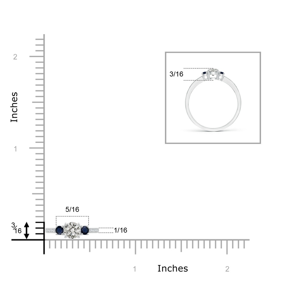 4mm KI3 Classic Three Stone Diamond and Blue Sapphire Ring in White Gold product image