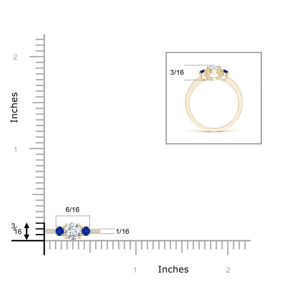 5mm GVS2 Classic Three Stone Diamond and Blue Sapphire Ring in Yellow Gold product image