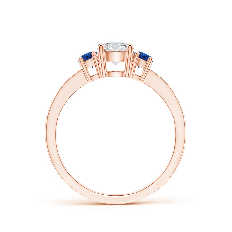 5mm HSI2 Classic Three Stone Diamond and Blue Sapphire Ring in Rose Gold product image