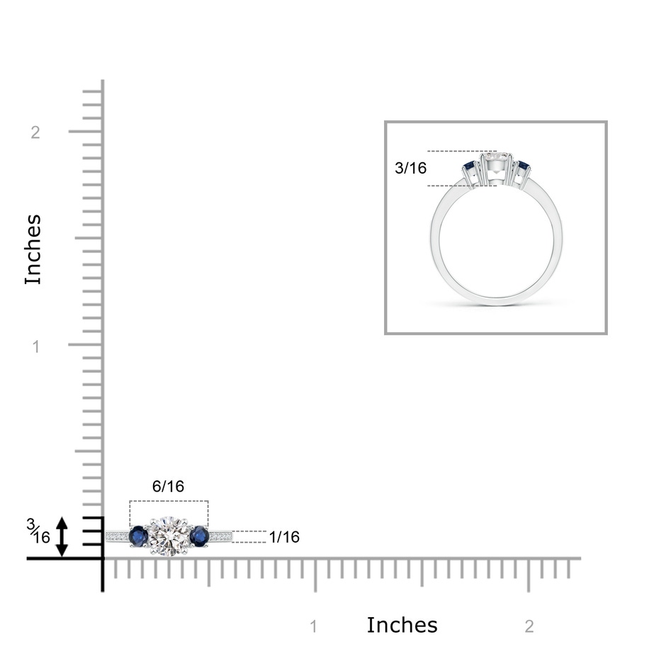 5mm IJI1I2 Classic Three Stone Diamond and Blue Sapphire Ring in P950 Platinum product image