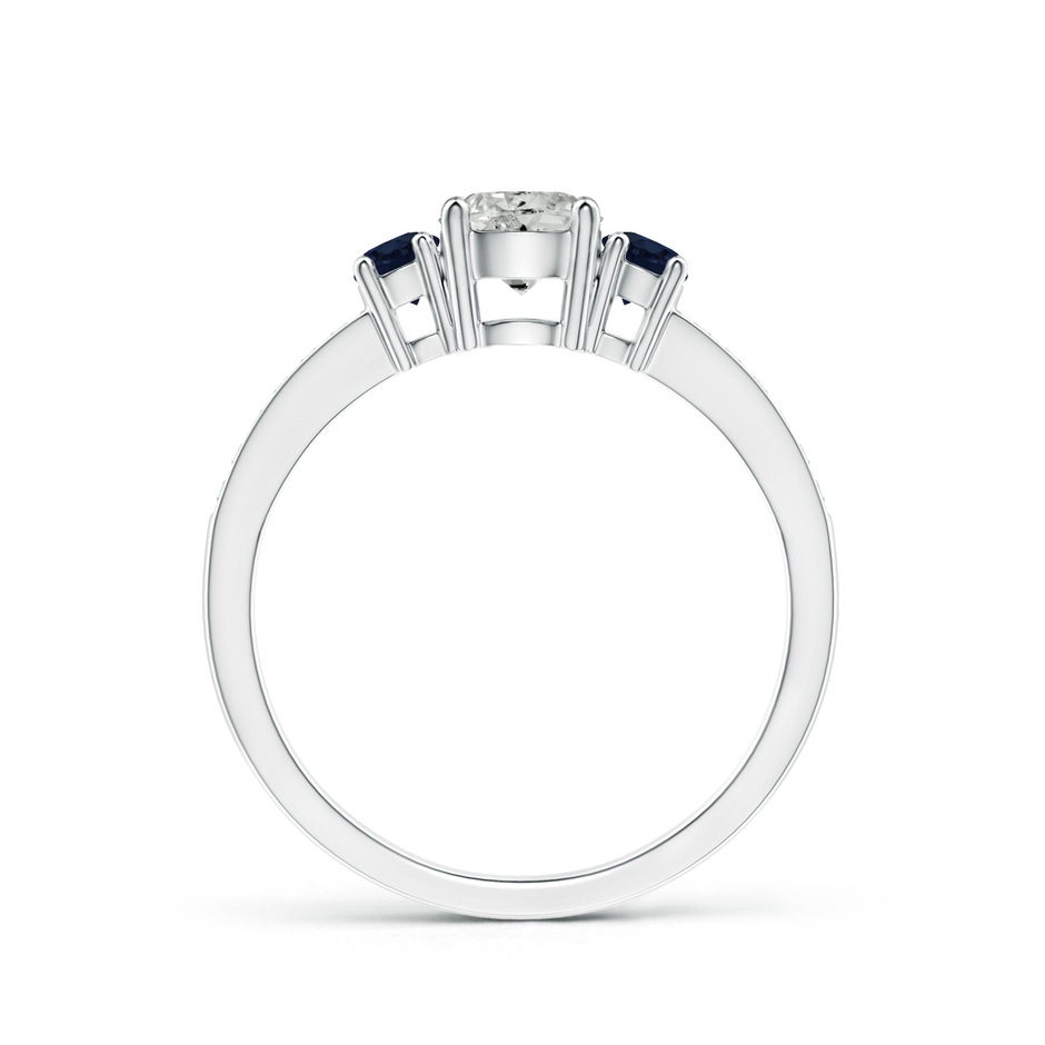 5mm KI3 Classic Three Stone Diamond and Blue Sapphire Ring in White Gold product image