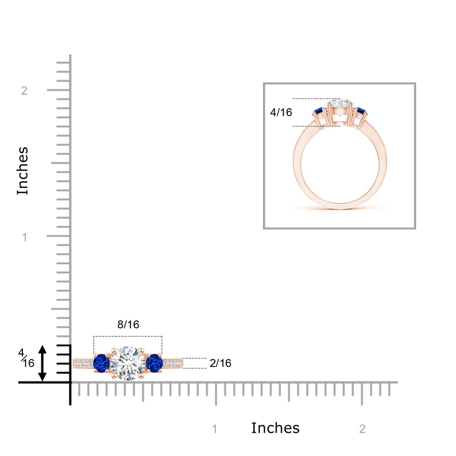 6mm GVS2 Classic Three Stone Diamond and Blue Sapphire Ring in Rose Gold product image
