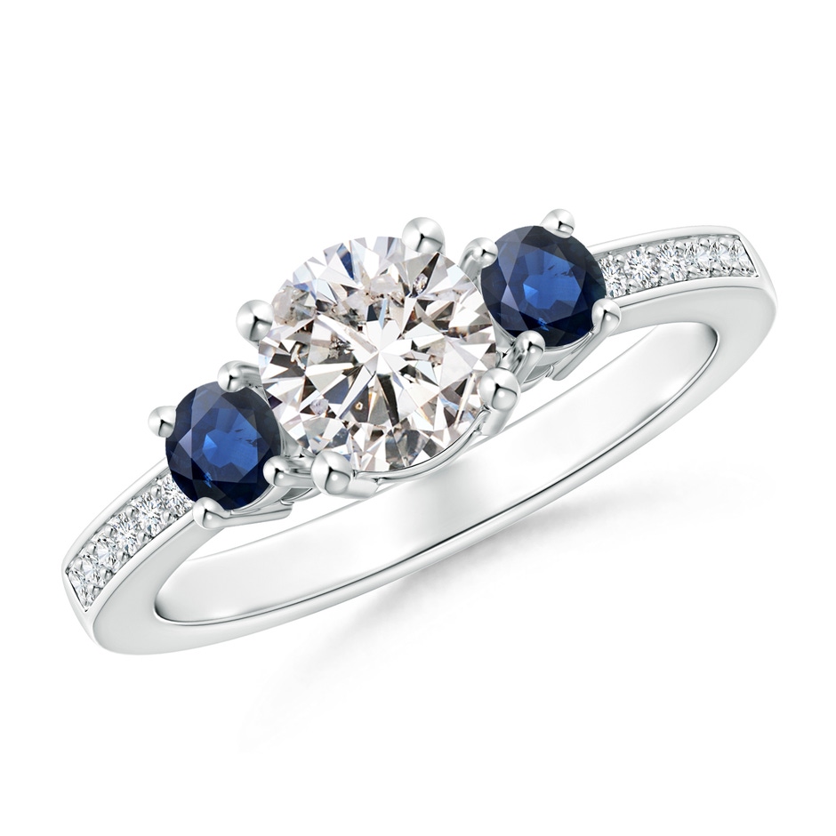 6mm IJI1I2 Classic Three Stone Diamond and Blue Sapphire Ring in P950 Platinum 