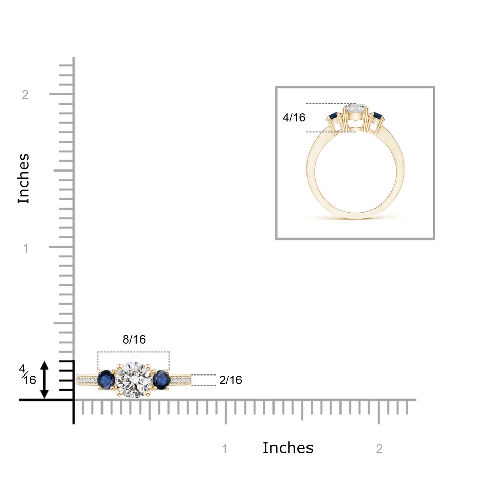 6mm IJI1I2 Classic Three Stone Diamond and Blue Sapphire Ring in Yellow Gold product image