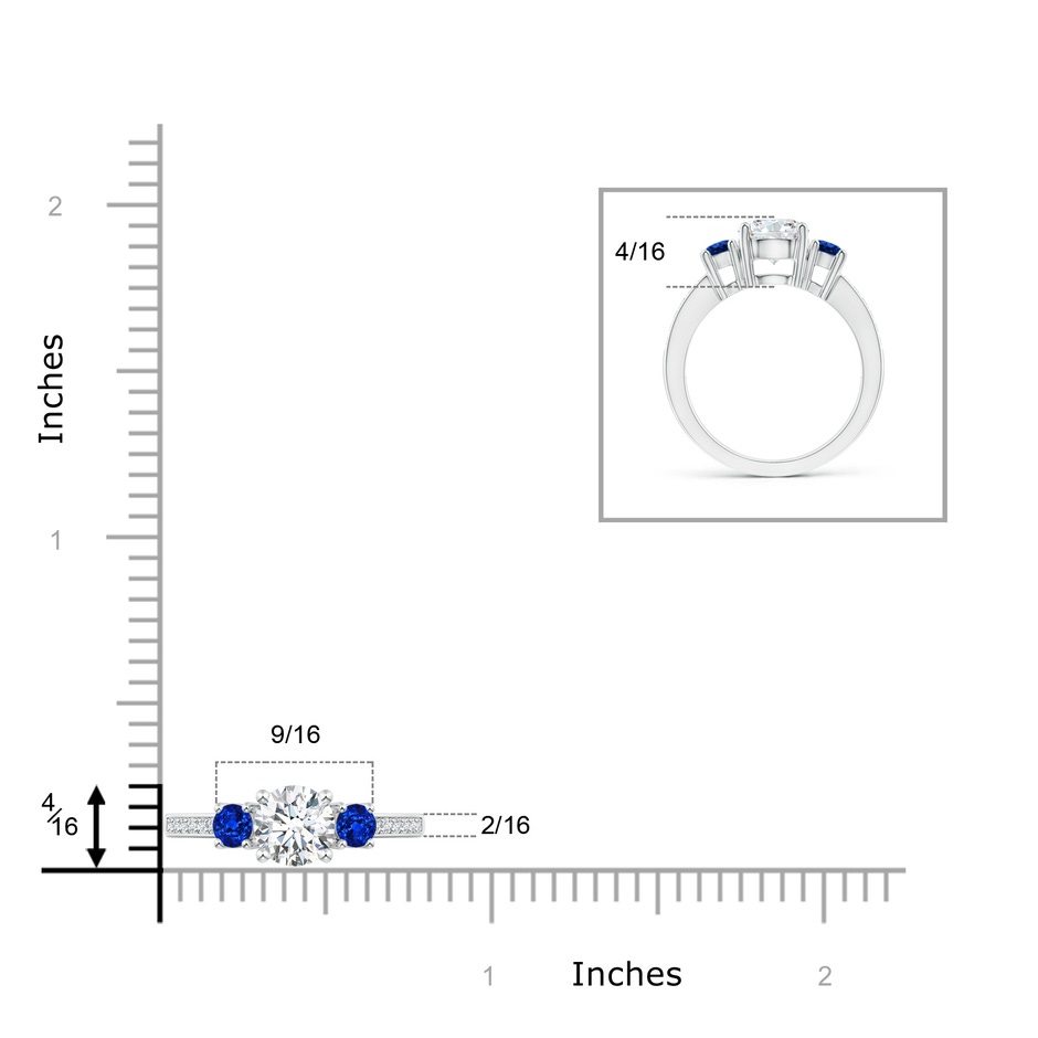 7mm GVS2 Classic Three Stone Diamond and Blue Sapphire Ring in P950 Platinum product image