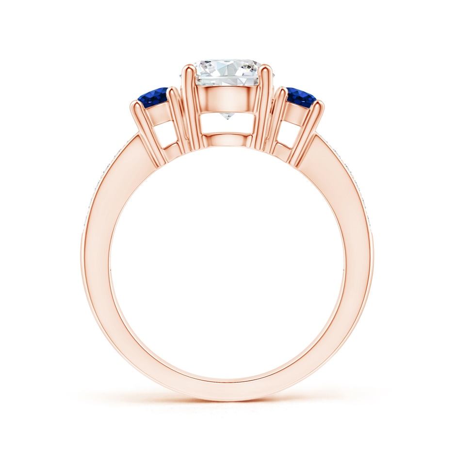 7mm GVS2 Classic Three Stone Diamond and Blue Sapphire Ring in Rose Gold product image