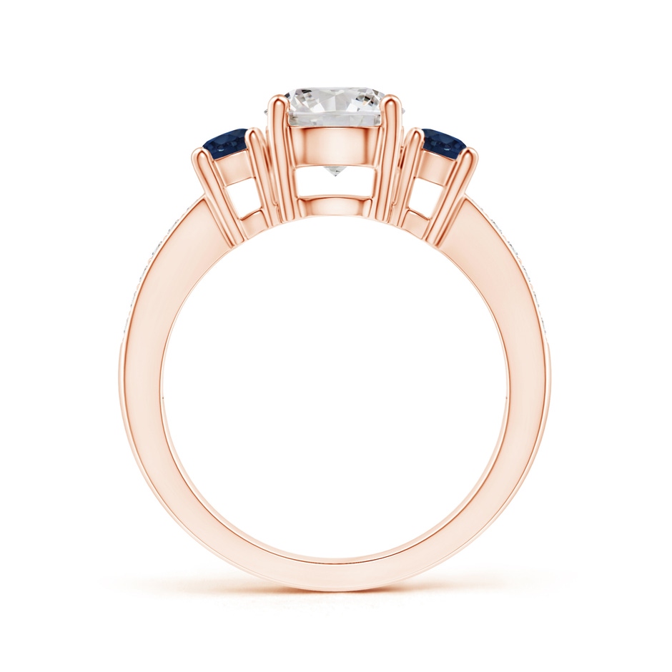 7mm IJI1I2 Classic Three Stone Diamond and Blue Sapphire Ring in Rose Gold product image