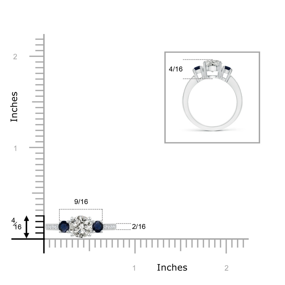 7mm KI3 Classic Three Stone Diamond and Blue Sapphire Ring in P950 Platinum product image