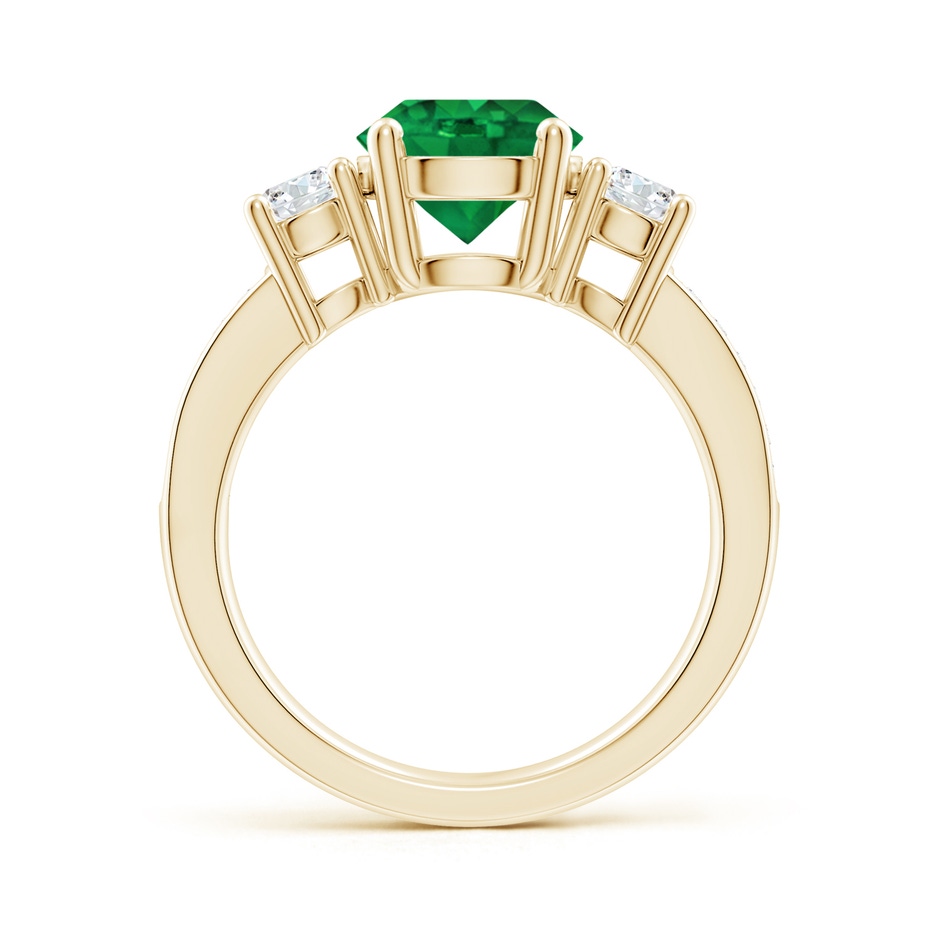 8mm AAA Classic Three Stone Emerald and Diamond Ring in Yellow Gold side 199