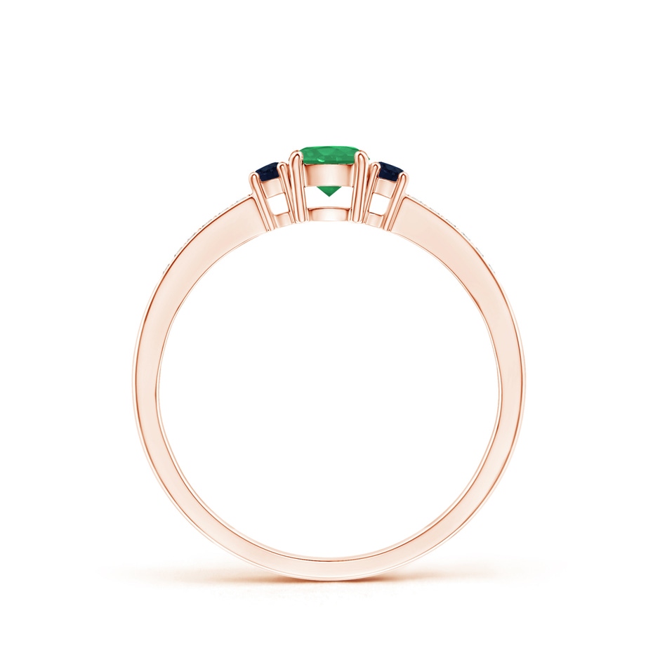4mm A Classic Three Stone Emerald and Blue Sapphire Ring in Rose Gold side-1