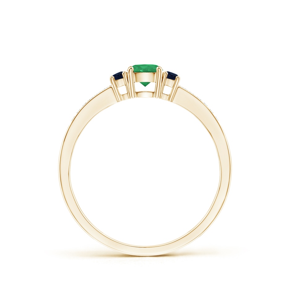 4mm A Classic Three Stone Emerald and Blue Sapphire Ring in Yellow Gold side-1