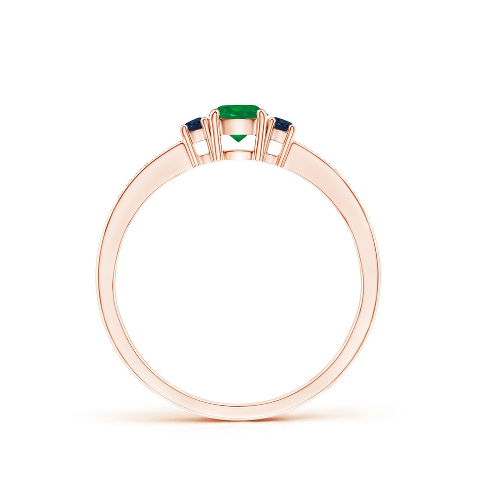4mm AA Classic Three Stone Emerald and Blue Sapphire Ring in Rose Gold side-1