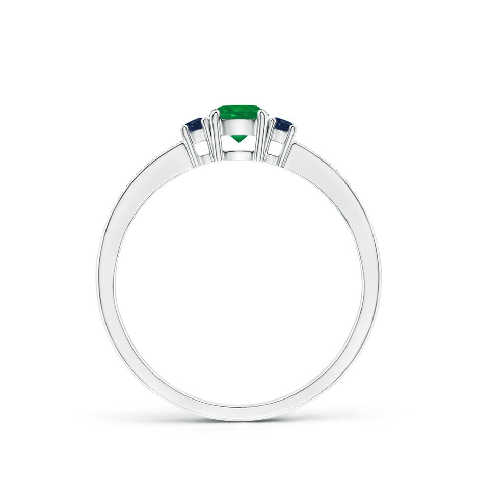 4mm AA Classic Three Stone Emerald and Blue Sapphire Ring in White Gold side-1