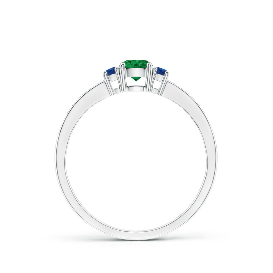 4mm AAA Classic Three Stone Emerald and Blue Sapphire Ring in P950 Platinum side-1