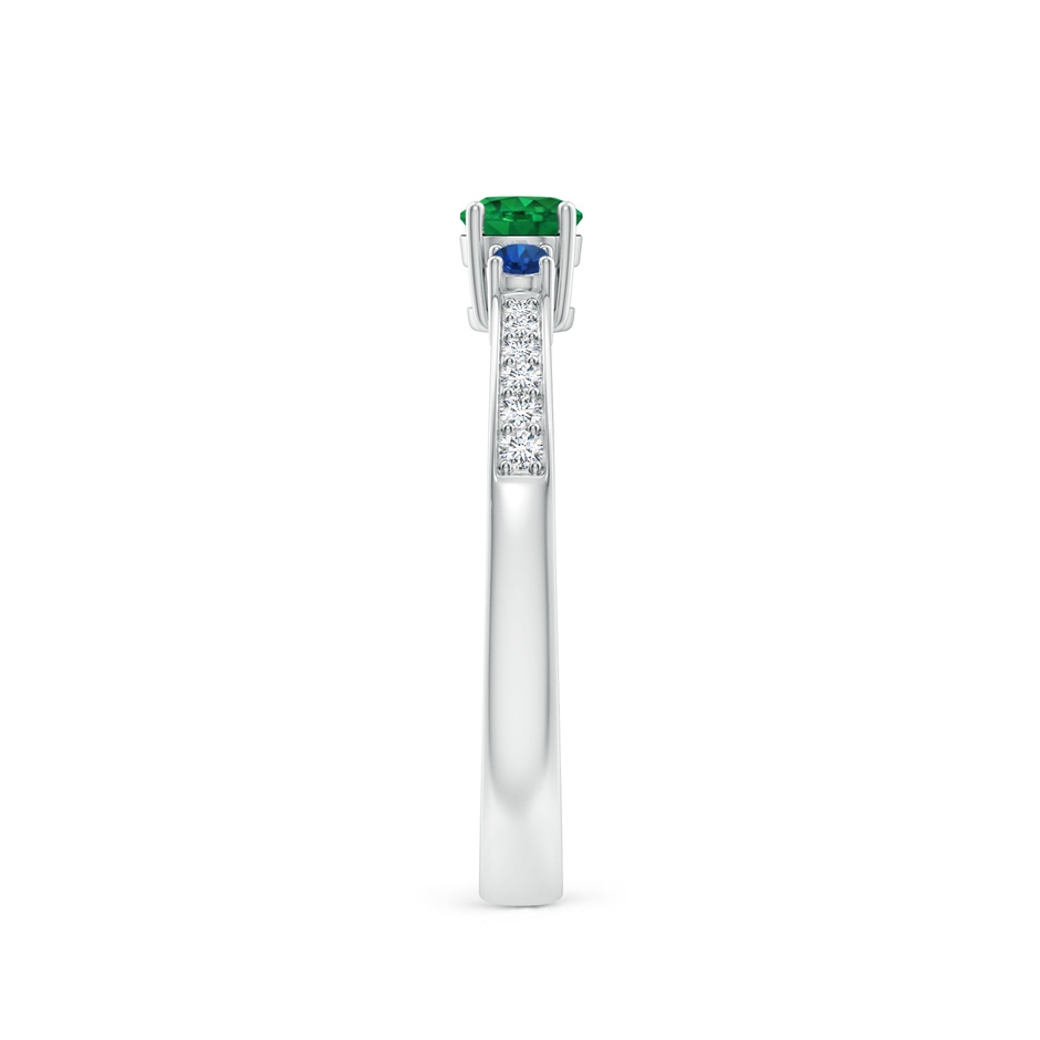 4mm AAA Classic Three Stone Emerald and Blue Sapphire Ring in P950 Platinum side-2