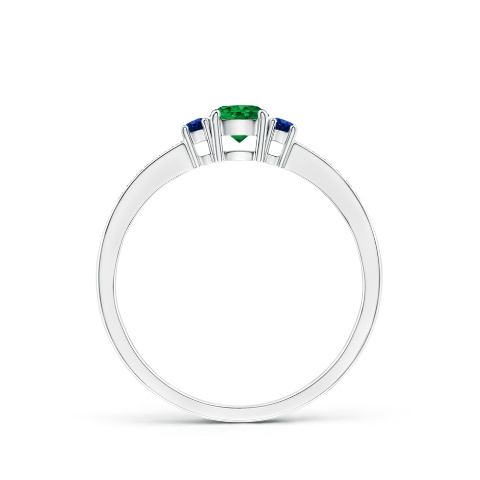 4mm AAAA Classic Three Stone Emerald and Blue Sapphire Ring in White Gold side-1