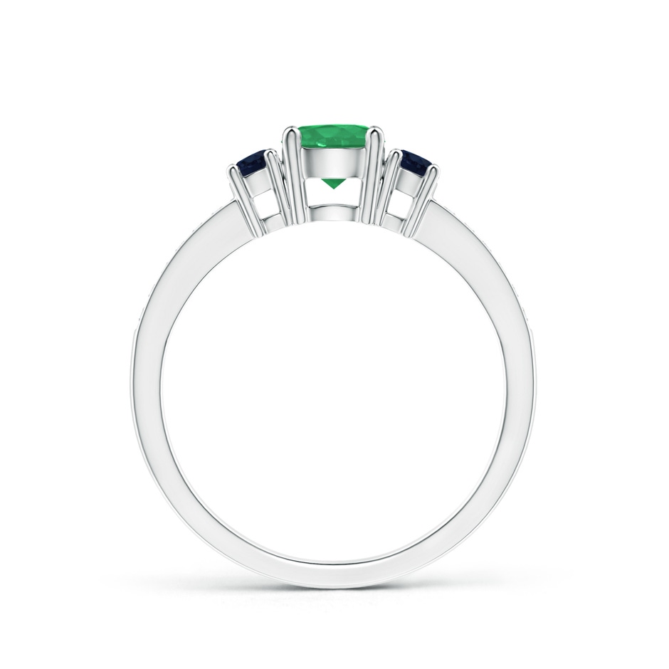 5mm A Classic Three Stone Emerald and Blue Sapphire Ring in P950 Platinum side-1