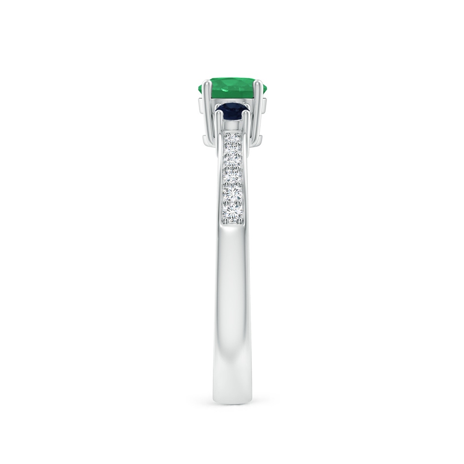 5mm A Classic Three Stone Emerald and Blue Sapphire Ring in P950 Platinum side-2