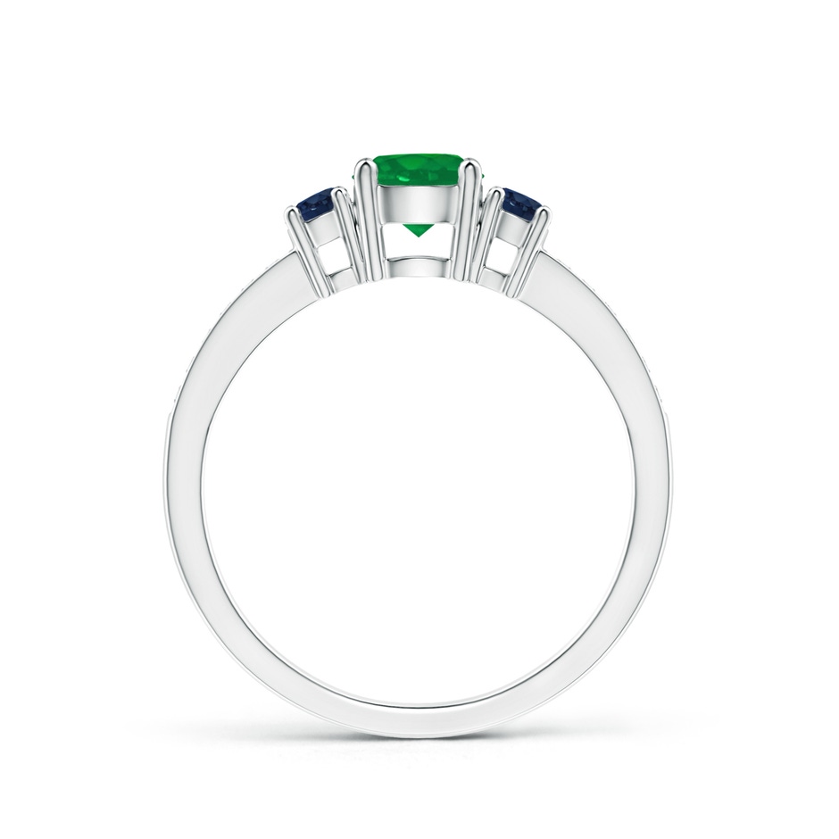5mm AA Classic Three Stone Emerald and Blue Sapphire Ring in White Gold side-1