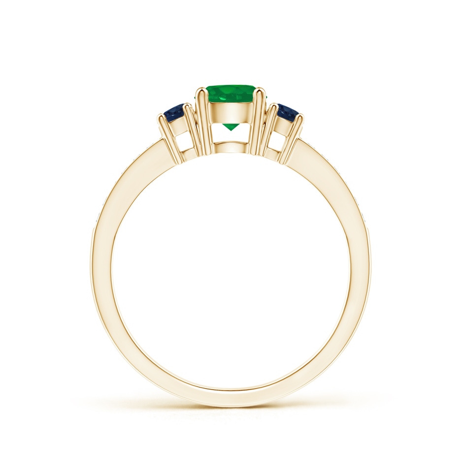 5mm AA Classic Three Stone Emerald and Blue Sapphire Ring in Yellow Gold side-1