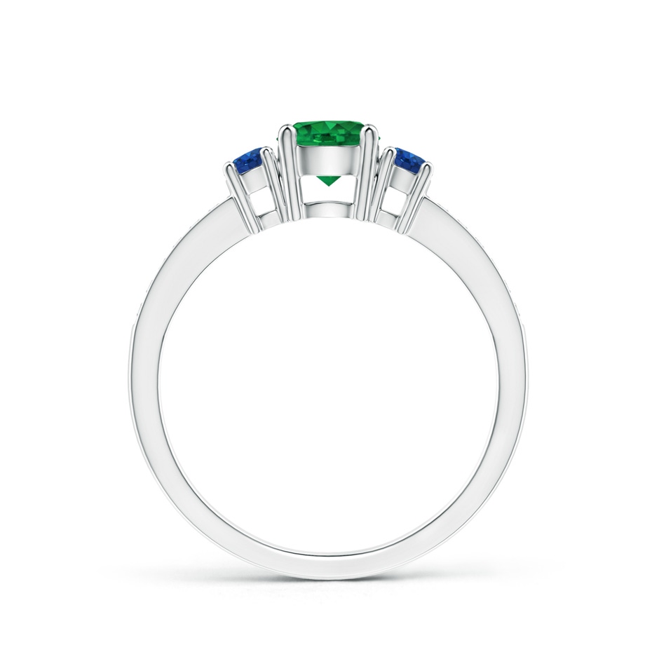5mm AAA Classic Three Stone Emerald and Blue Sapphire Ring in P950 Platinum side-1
